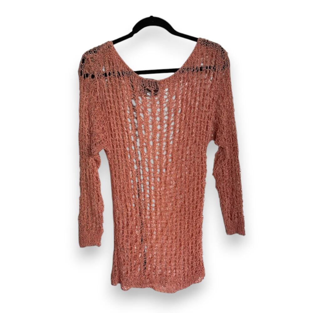 Amano Hand Knit Open Weave Sweater Spain S Peach - Picture 4 of 5